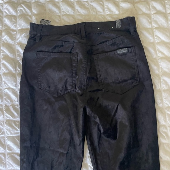 7 For All Mankind High Rise Black Velvet Pants - Picture 9 of 12